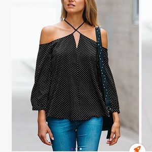 1X Ultra-chic Off shoulder halter neck top